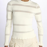Maglia DEVON m/l inserto pizzo 020 CREAM sea ny 