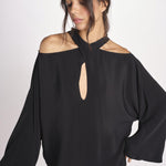 mini abito con collo intrecciato 41235-412 NERO 29 federica tosi 