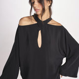 mini abito con collo intrecciato 41235-412 NERO 29 federica tosi 