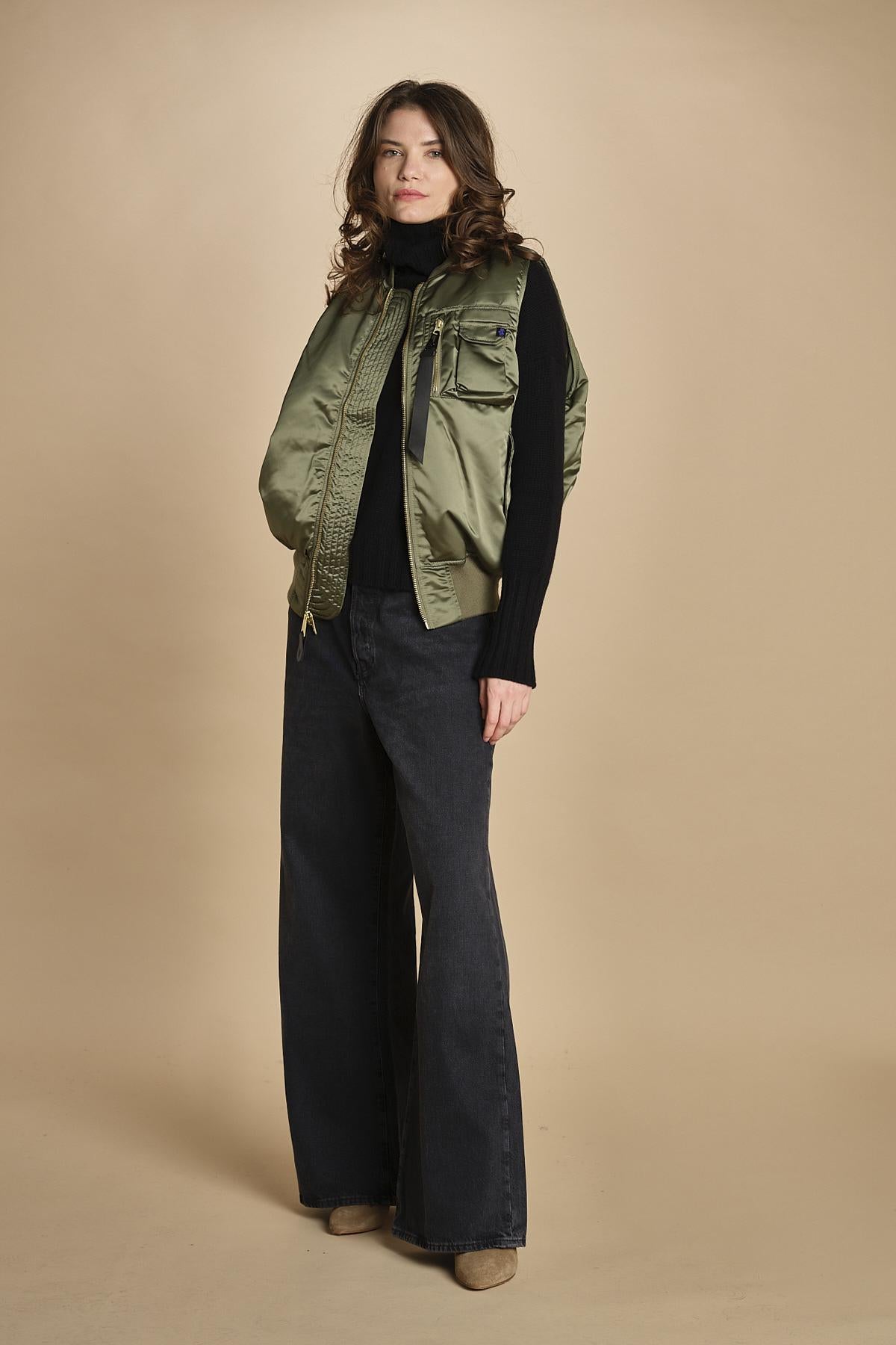 gilet unisex in nylon raso 758102 MA1 SAGE GREEN alpha 