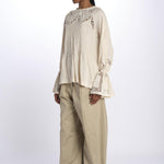 Camicia COSIMA nervature pizzo COSIMA TOP BEIGE lug von siga 