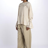 Camicia COSIMA nervature pizzo COSIMA TOP BEIGE lug von siga 