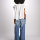 camicia in voille e pizzo con maniche corte GANU 6EVA53-V09890 BLANC vanessa bruno 