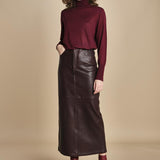 LISANNE gonna longuette in pelle LISANNE  IO118050 RE401 ivy oak 