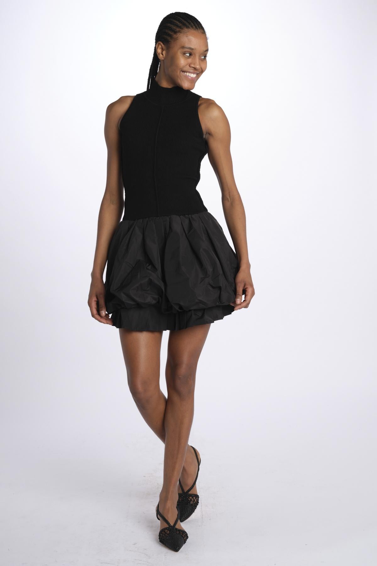 Mini abito BELEN gonna taffetas 008 BLACK sea ny 