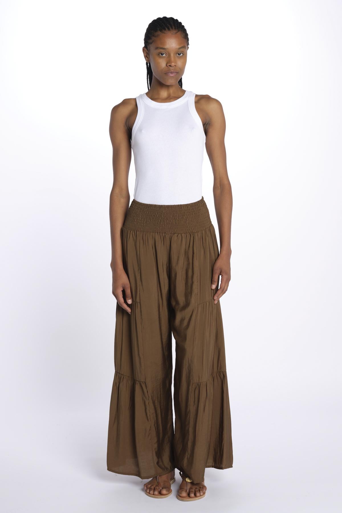 EMILE pantaloni con balze EMILE OLIVE laraethnics 