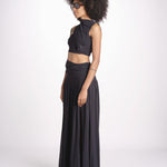 cropped top in jersey con drappeggio asimmetrico ALIN DEEP BLACK amazuìn 