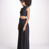 cropped top in jersey con drappeggio asimmetrico ALIN DEEP BLACK amazuìn 