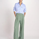 pantalone con due pinces in lino VELIERO 2615131092600 007 VERDE weekend maxmara 