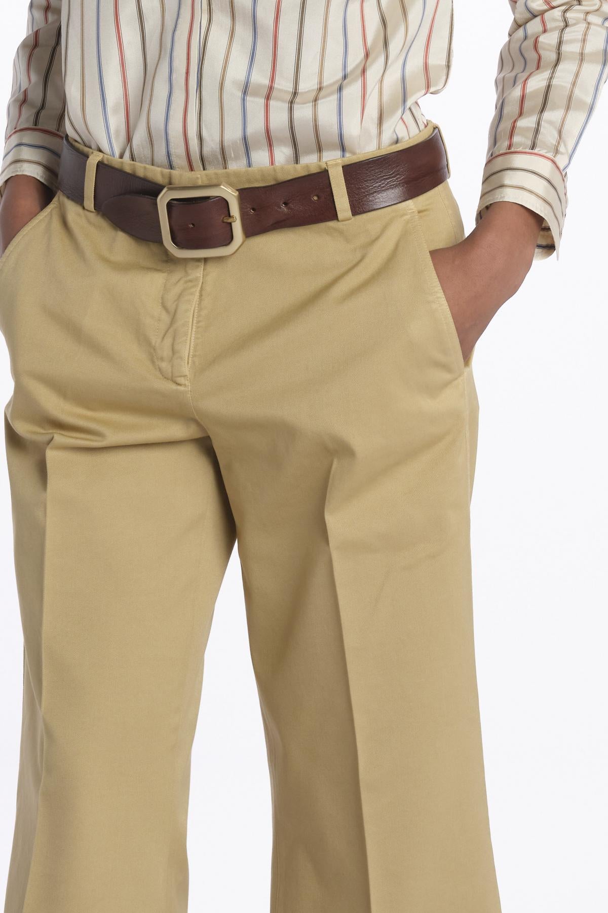 Pantalone MELODY D cropped cotone tinto capo MELODYD408801 12 quelledue 