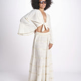 camicia cropped con nodo in lurex gessato JUNE OFF WHITE christianzen 