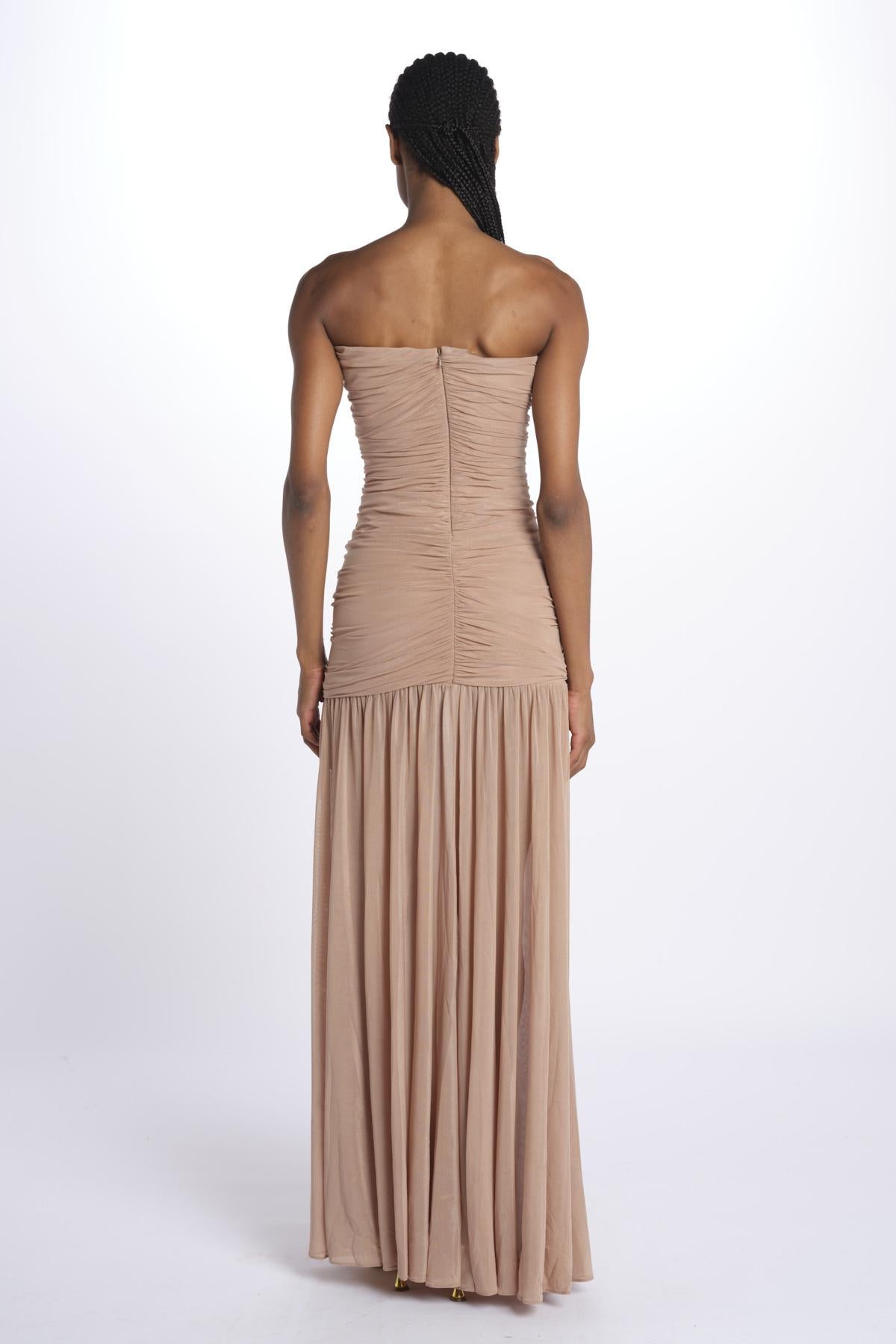 ADELE abito in tulle plisse SS24 9129 LATTE retrofete 