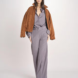 pantalone dritto con elastico in popeline ASTRID STRO07 IRON nine in the morning 