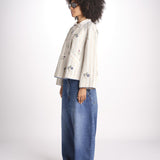 giacca manica lunga a righe 7WS-83S BEIGE.WHITE STRIPES payal pratap 