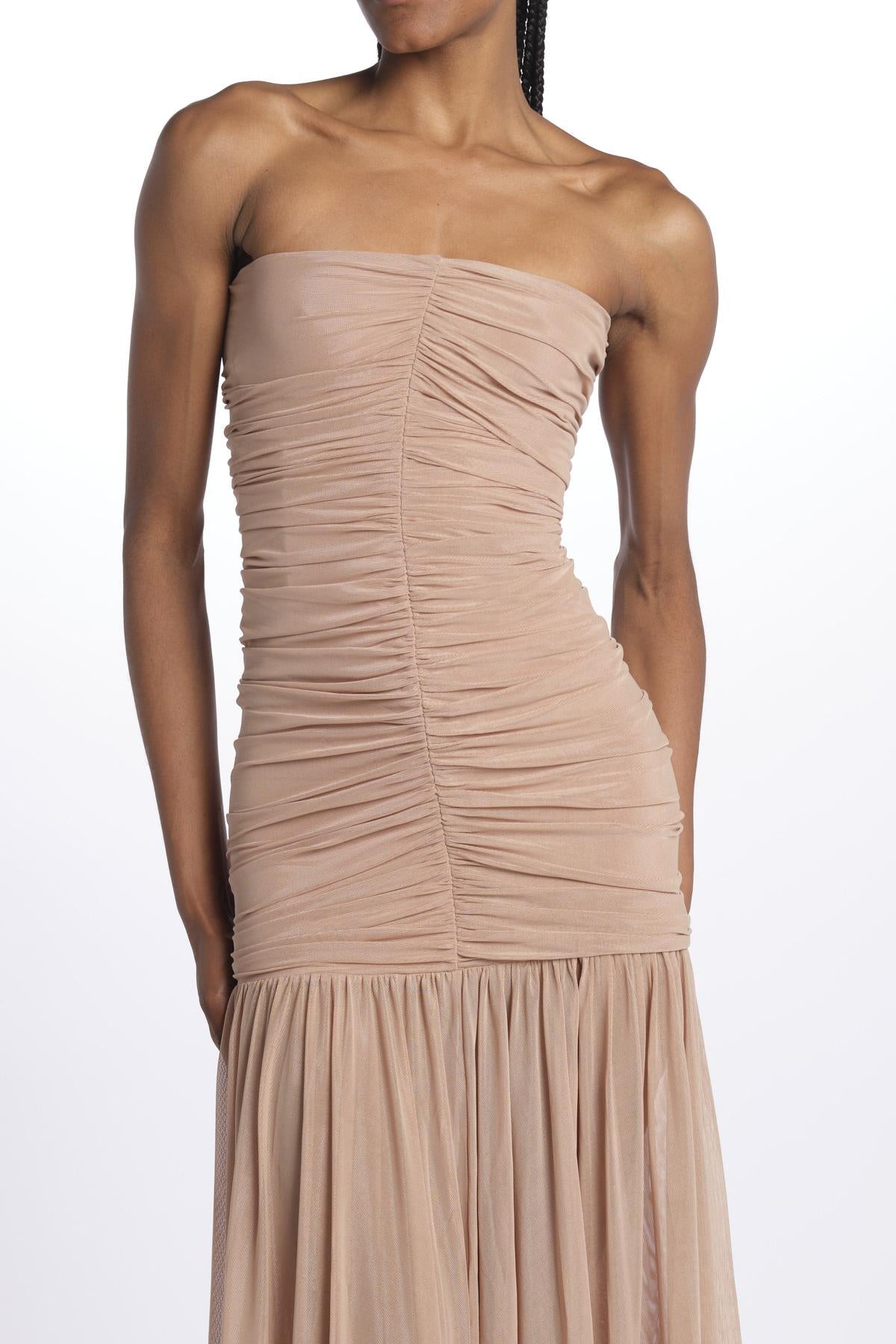 ADELE abito in tulle plisse SS24 9129 LATTE retrofete 