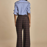 JEAN pantalone diritto galles MJD223_A26240 BRWN COTTON CHECK jejia 