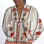 Camicia MARYS TILES m/l ricamo fiori 332385 OFFWHITE farm rio 