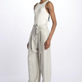 2310 pantaloni wide leg  con cintura spigato 2310 SILVER GREY dusan 