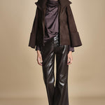 TULLAH camicia con drappeggio F25-142 039 CHOCOLATE oscar 