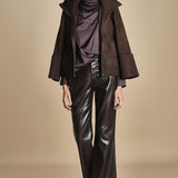 TULLAH camicia con drappeggio F25-142 039 CHOCOLATE oscar 