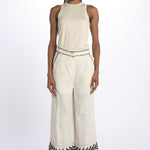 Pantalone ricamo PALM NIRVANA ANTIQUEWHITE scarlett poppies 