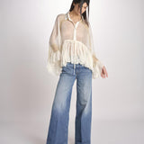 camicia over con pizzo DECCALA IVORY mes demoiselles 