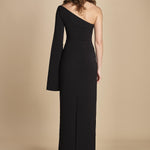 maxidress monospalla con manica a campana ALINA BLACK solace 