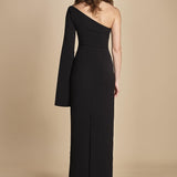 maxidress monospalla con manica a campana ALINA BLACK solace 