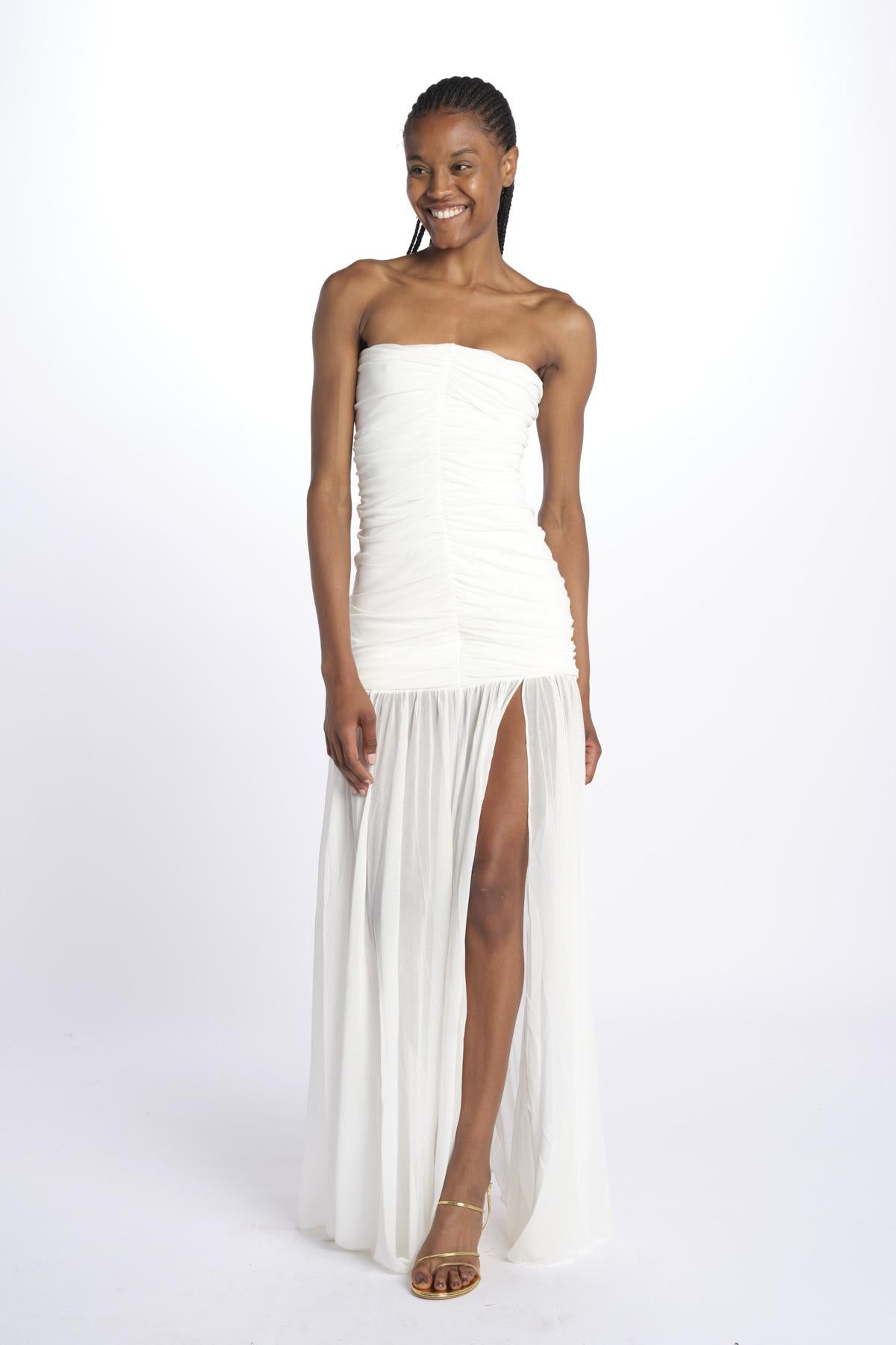 ADELE abito in tulle plisse SS24 9129 WHITE retrofete 