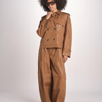 giubbotto in lino cerato TATI WAXTOUCH BROWN true avenue 
