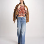 camicia m/l piu ricamo fiorellini 113 BROWN sea ny 