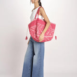 shopping quadrata dipinta a mano SHQM-26E18- R 05 RED le daf 