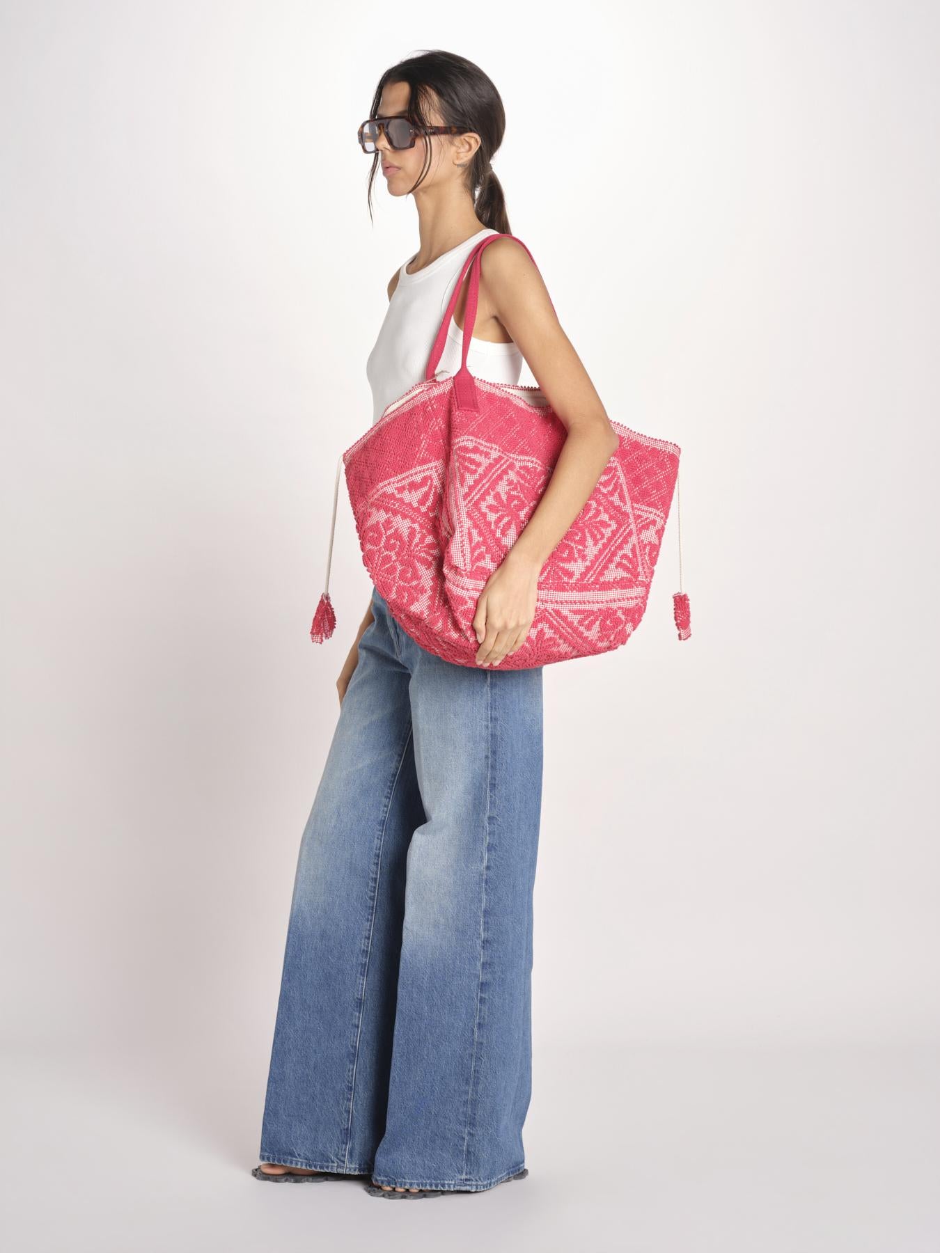 shopping quadrata dipinta a mano SHQM-26E18- R 05 RED le daf 