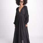 abito con nervature IBIZABLK NOIR laraethnics 