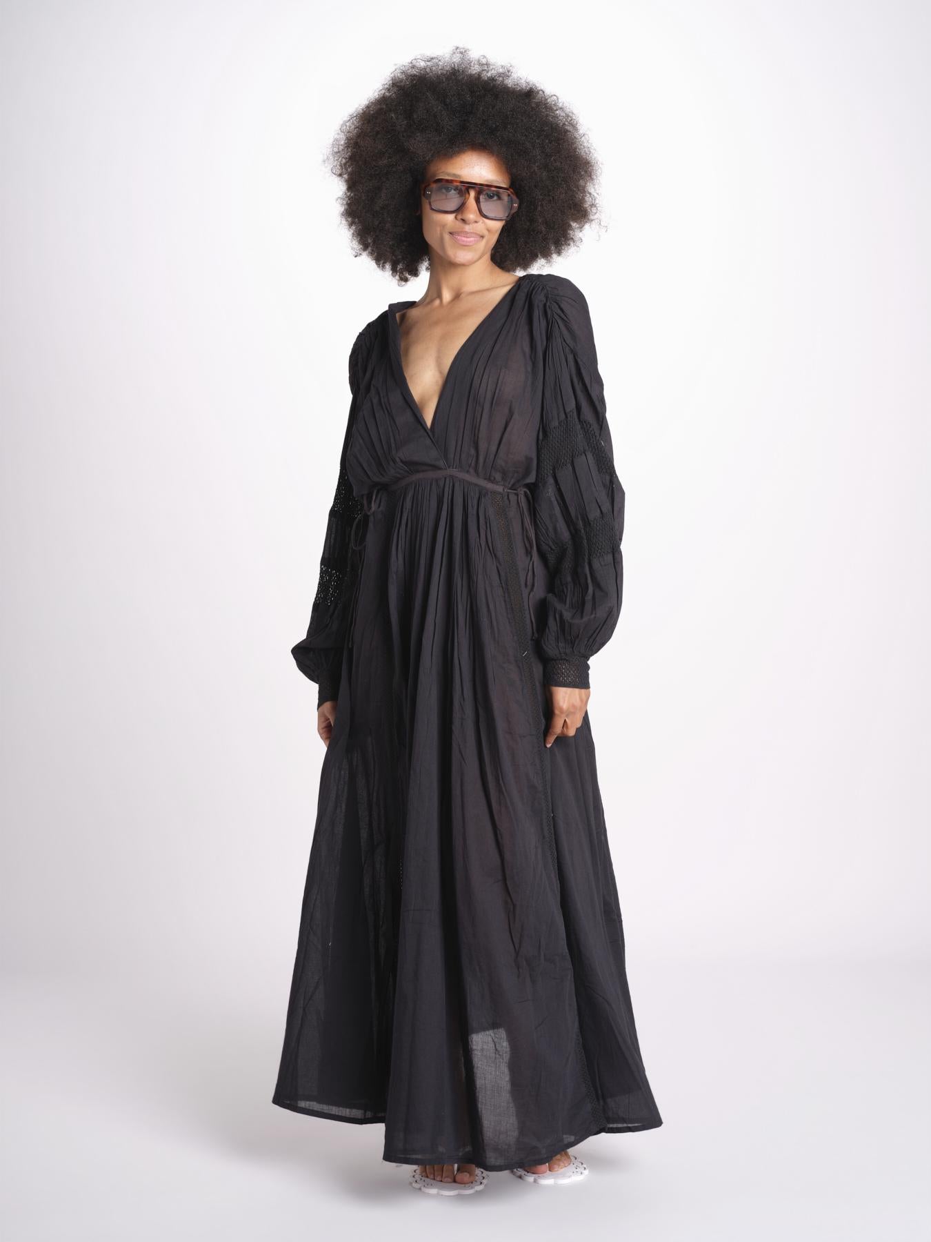 abito con nervature IBIZABLK NOIR laraethnics 