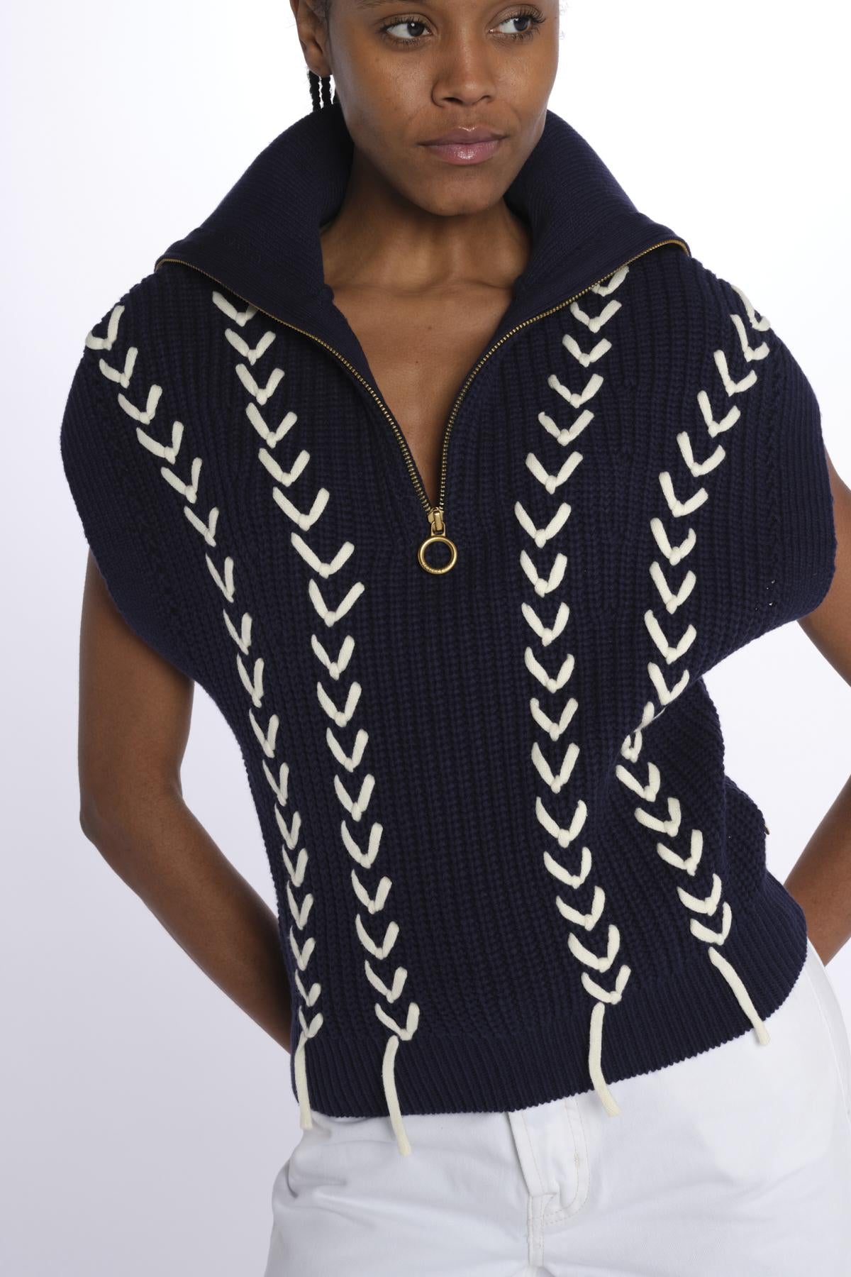 gilet con zip e ricami 179653 U410 scotch&soda 