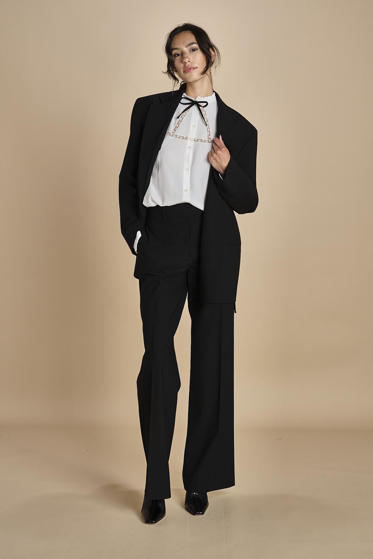 blazer gessato con tre bottoni L0125248 R911 n21 