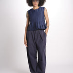 embossed top FAYETTA TANK NAVY sea ny 