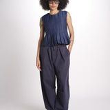 embossed top FAYETTA TANK NAVY sea ny 