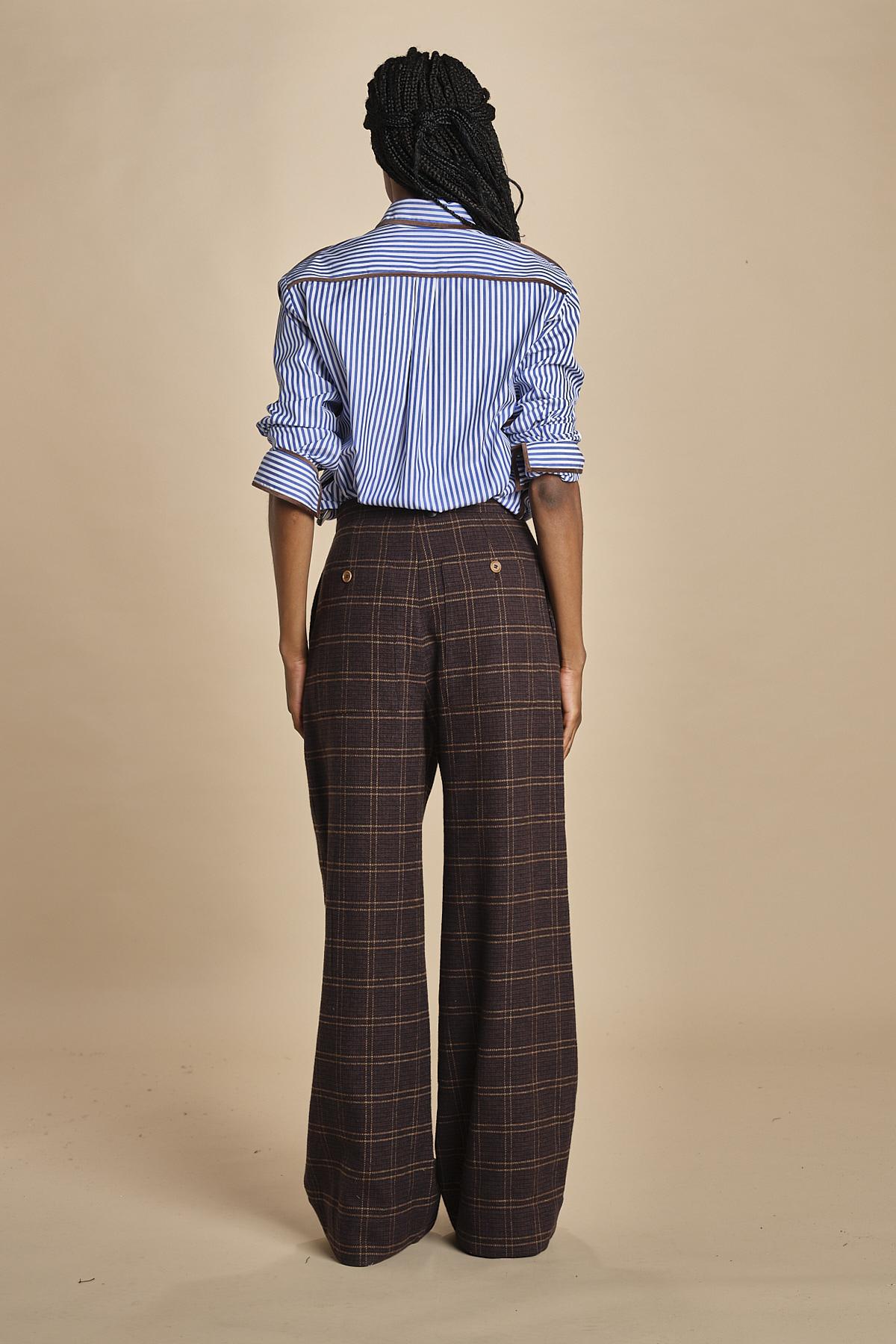 pantalone diritto in galles JEAN MJD223_A26240 BRWN COTTON CHECK jejia 