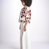 giacca con fiori ricamati GRETA JKT 747215 ECRU DK RED mabe 