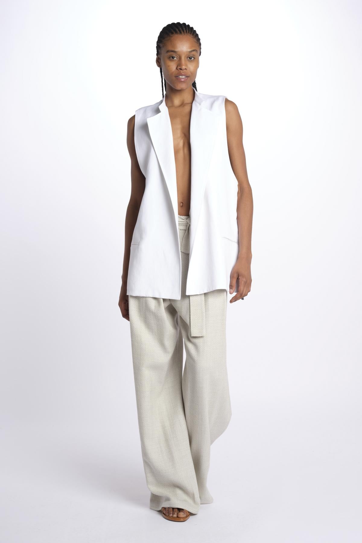 2310 pantaloni wide leg  con cintura spigato 2310 SILVER GREY dusan 