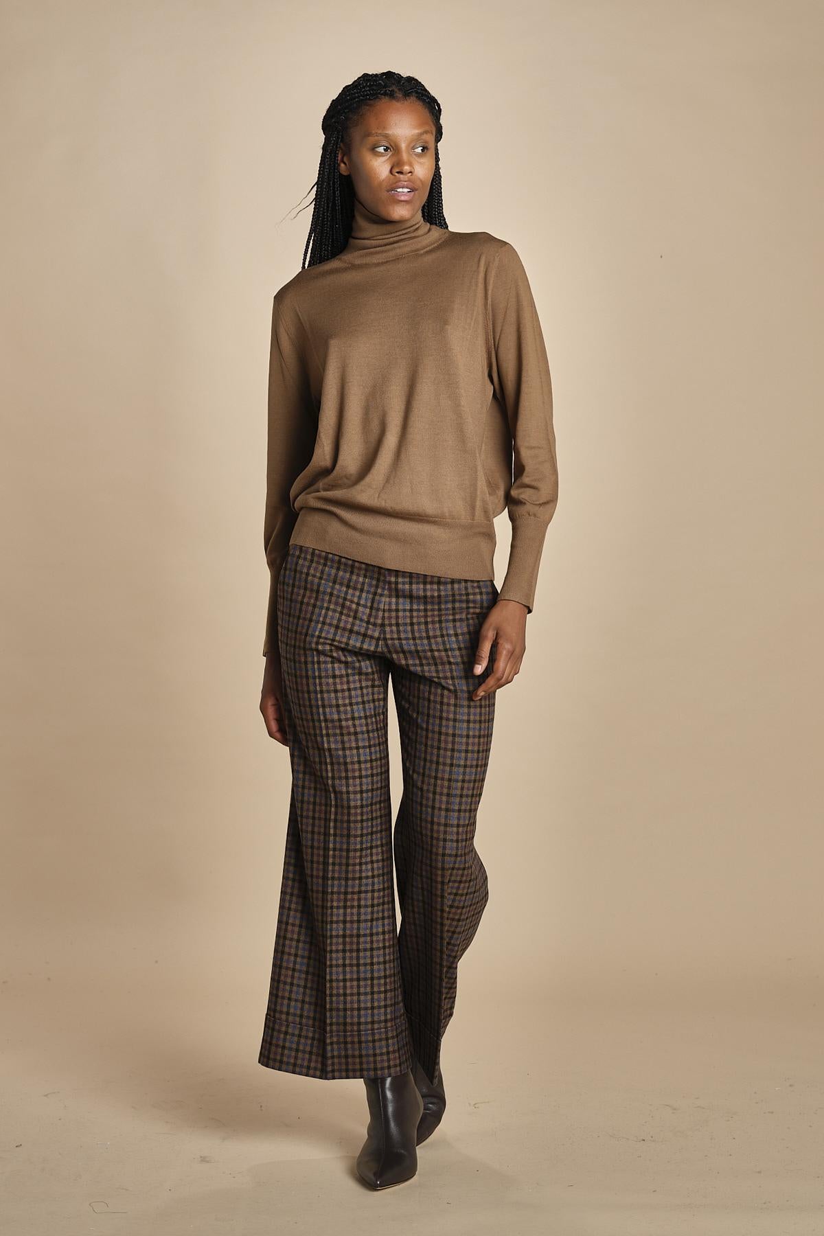 pantalone cropped a quadretti con risvolto MELODIA 65220925 26 quelledue 