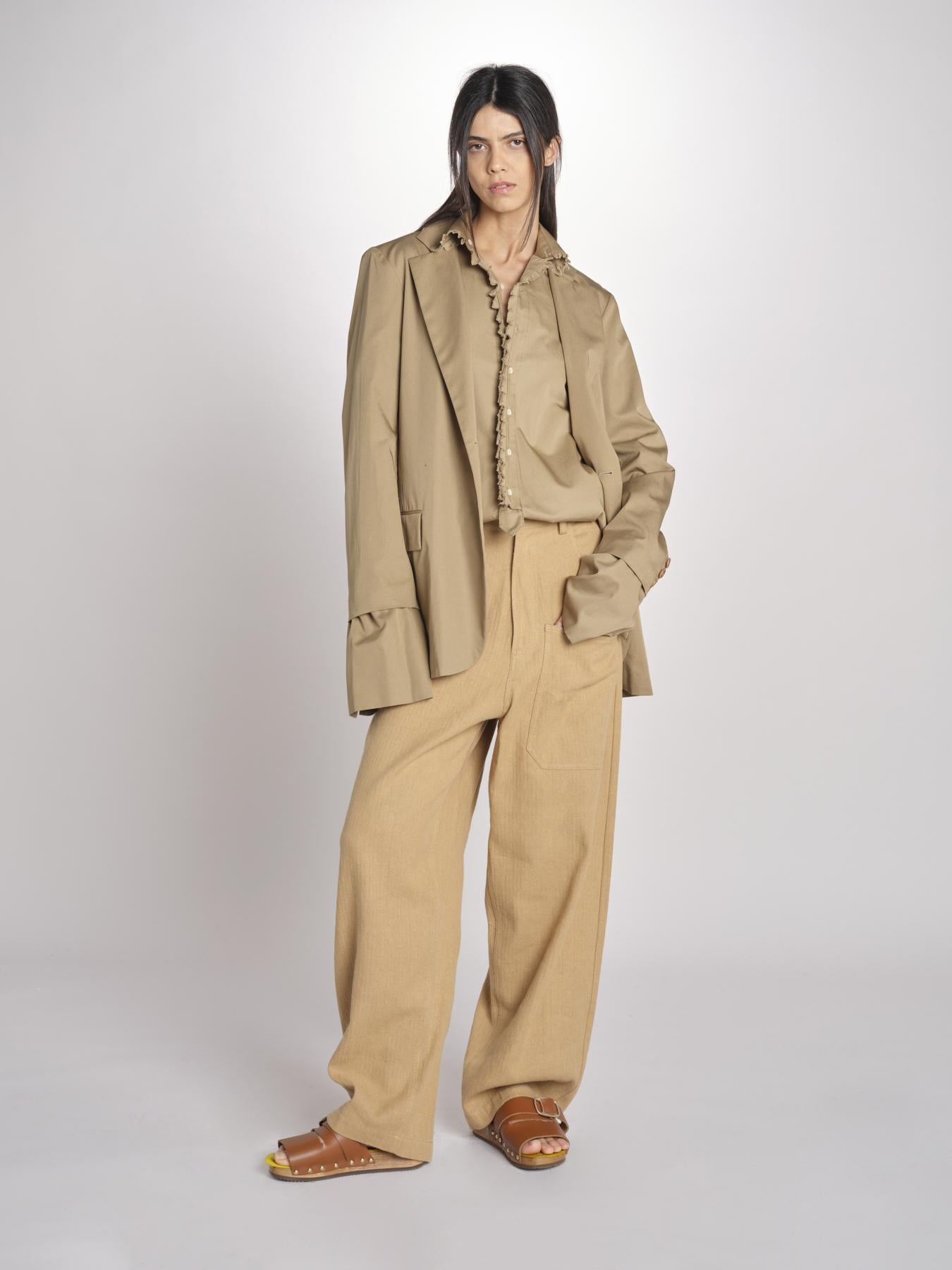 camicia in canvas sfrangiata BABY MJD160_ATEX44 BEIGE jejia 