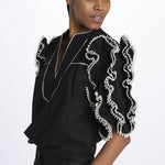 Top ROSE  con rouches ROSE TOP 1725 BLACK scarlett poppies 