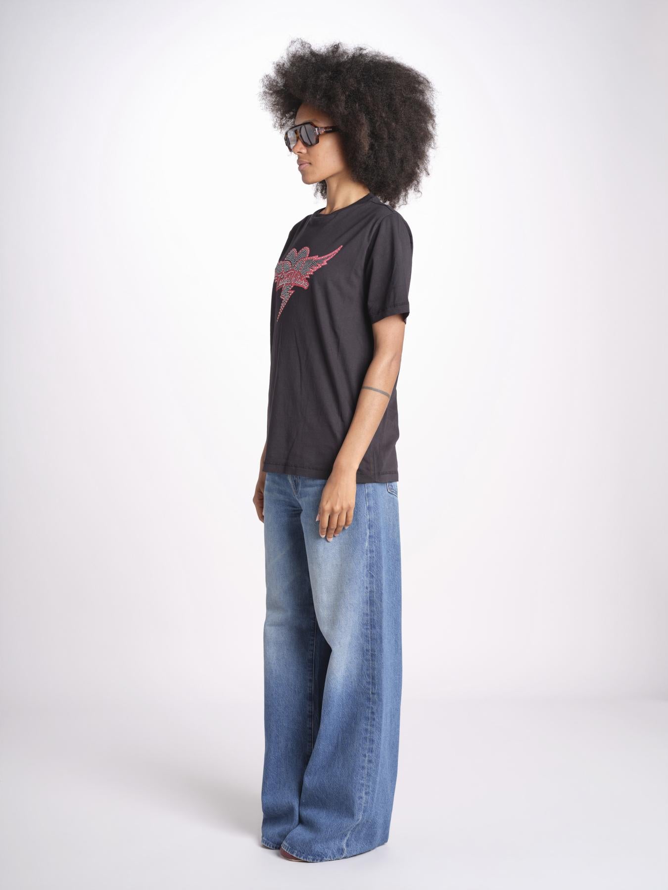 t-shirt con cuore e ali JWTS02856 BLACK 011 zadig & voltaire 