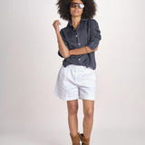 Camicia maschile in lino M012 38 BLU milaura 
