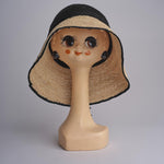 CAPELINE cappello in paglia bicolor DEMI CAPELINE CROCHET 01BG196 BLACK bagatelle france 
