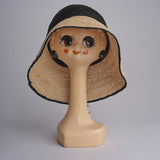 CAPELINE cappello in paglia bicolor DEMI CAPELINE CROCHET 01BG196 BLACK bagatelle france 