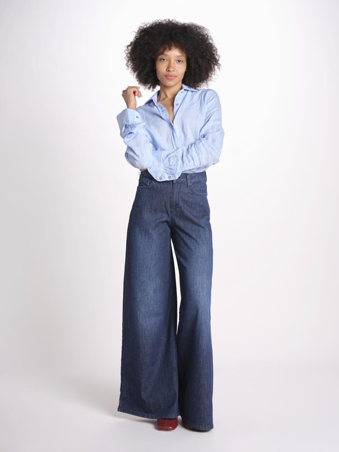 pantalone 4 tasche in misto lino SERENA XJB04 904 DENIM ps don't forget me 